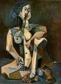 Femme nue accroupie 1956 Cubismo